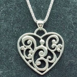 Sterling Silver Heart Necklace w/Earrings